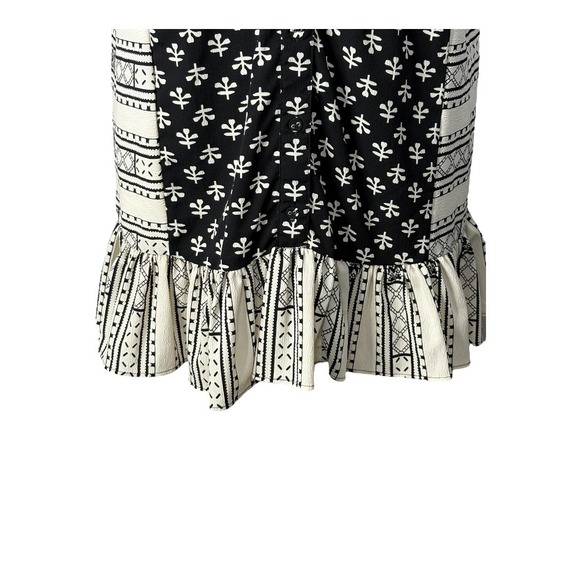 ASOS Mini Dress Black White Print Sleeveless Ruffle Hem Side Cutout Women Size 6 - Picture 6 of 14